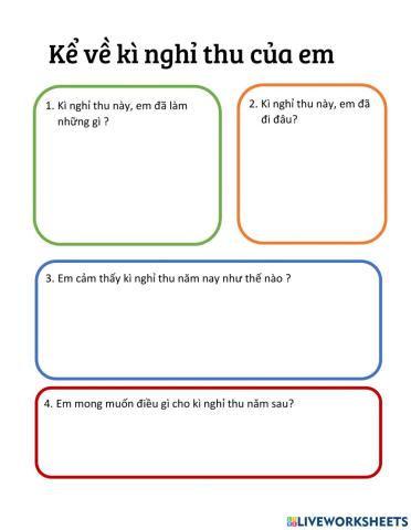 Kể về kì nghỉ thu của em