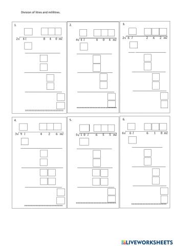 Division of litres and mililitres