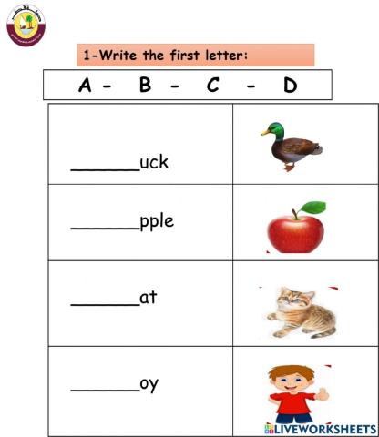 Choose the correct first letter