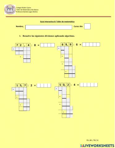 División de decimales