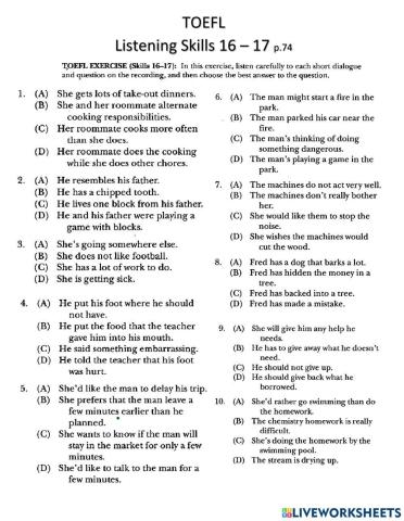 TOEFL Listening Slkills 16-17