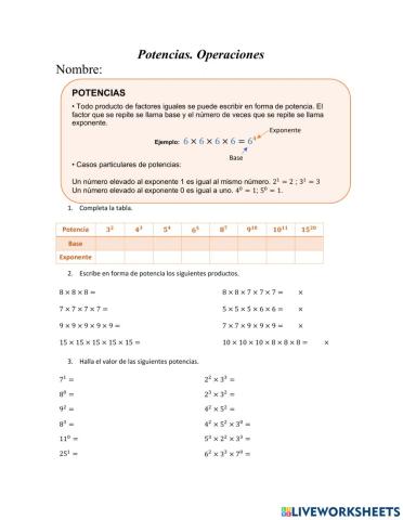 Potencias Operaciones