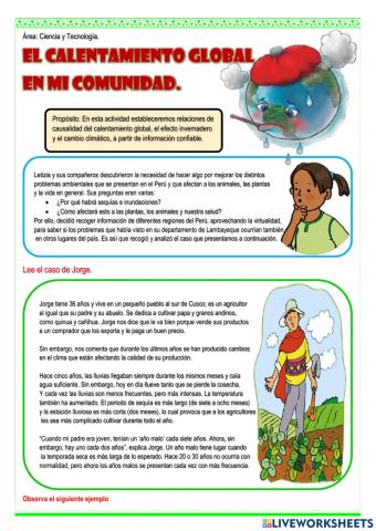 El calentamiento global  en mi comunidad.