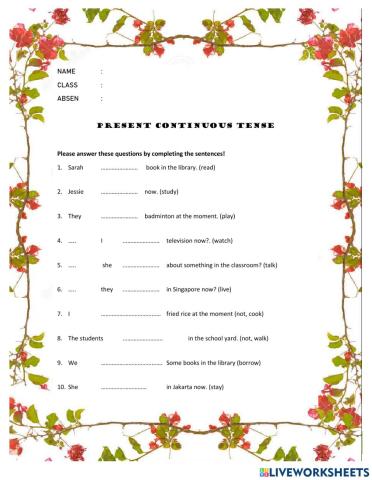 Present continuous tense