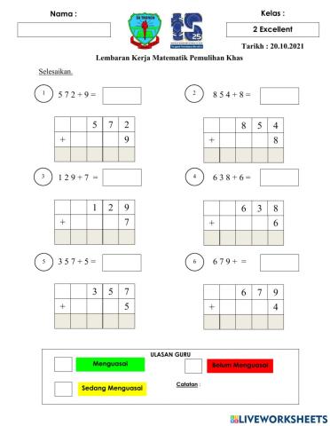 Unit 2 : Tambah Dalam Lingkungan 1000