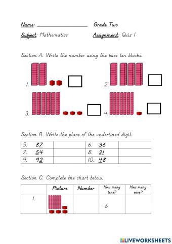 Place Value-Two Digits