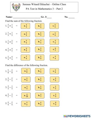 PA test 2 in Fraction