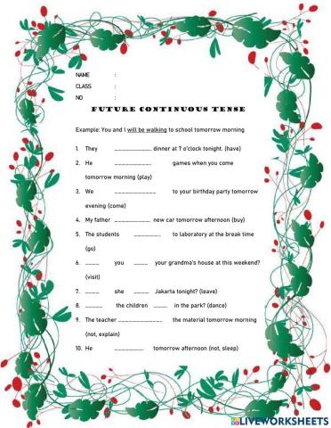 Future Continuous Tense