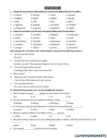 Unit 3: TEEN STRESS AND PRESSURE
