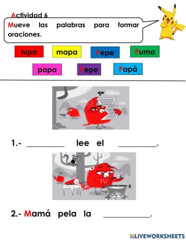 Actividad 3 formar oraciones con p
