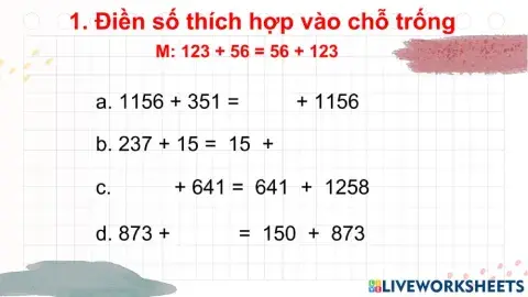 Ôn tập tính chất phép cộng