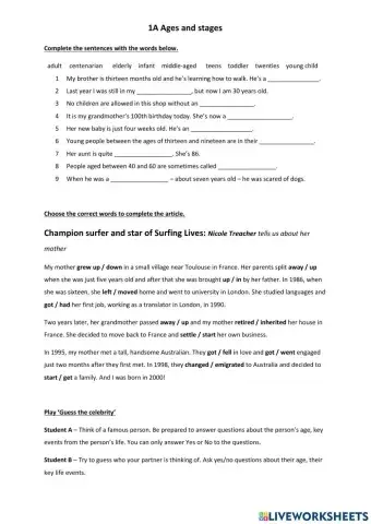 Intermediate 1A Ages and stages
