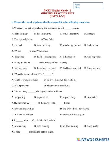 MOET English G12 Units 1-2-3