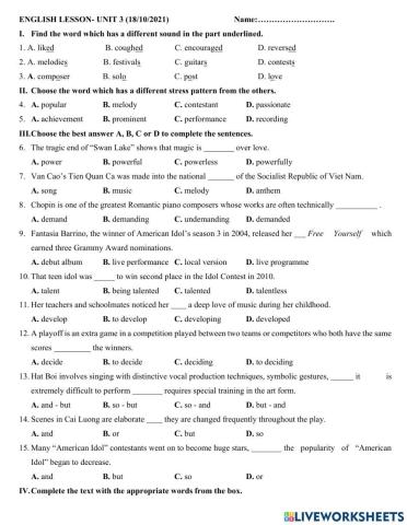Grade 10- Unit 3- Confusing words + Verb form