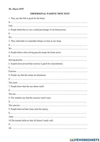 Impersonal Passive Mini Test