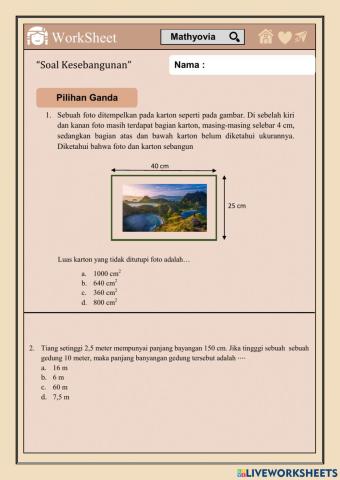 Worksheet Kesebangunan