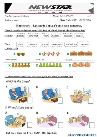 3A6-Lesson 6- I haven't got seven tomatoes