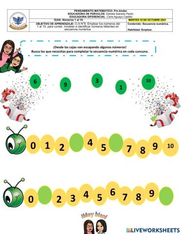 Secuencia numérica 1-10