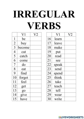 Irregular verbs