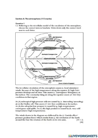 Section a question paper Atmosphere