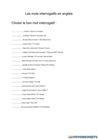 Les mots interrogatifs