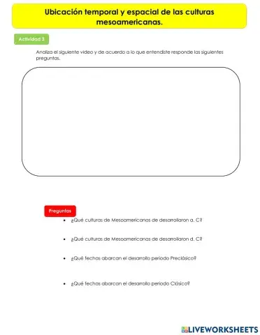 Ubicación temporal y espacial de las culturas mesoamericanas.