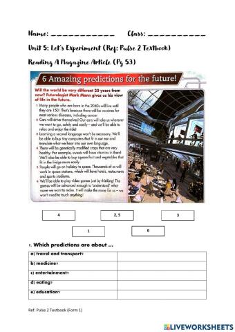 Unit 5: Let's Experiment