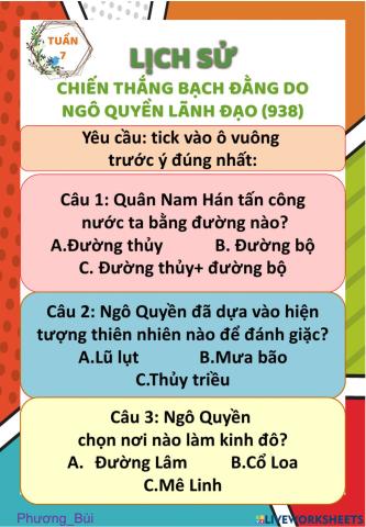 Lịch sử lớp 4-chiến thắng Bạch Đằng do Ngô Quyền lãnh đạo