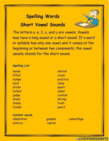 Spelling Short Vowel Sounds Notes