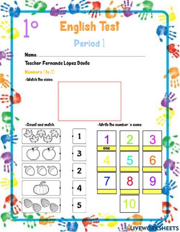 English Test 1st Grade
