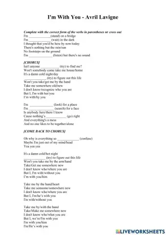 Song - I'm with you - Avril Lavigne-elementary