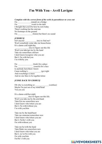 Song - I'm with you - Avril Lavigne-elementary