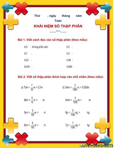 Khái niệm số thập phân