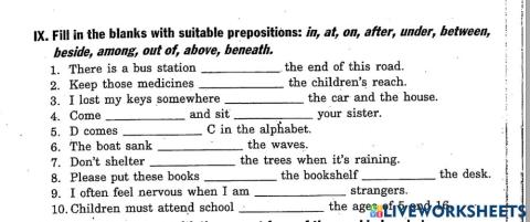 Preposition of place