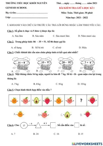 Kiểm tra giữa học kì 1