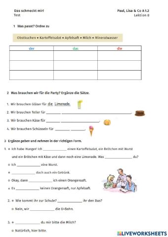 Paul und Lisa A1.2 Lektion 8 Test