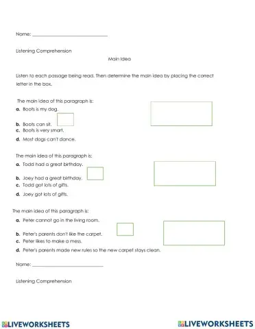 Listening Comprehension Main idea