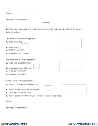 Listening Comprehension Main idea