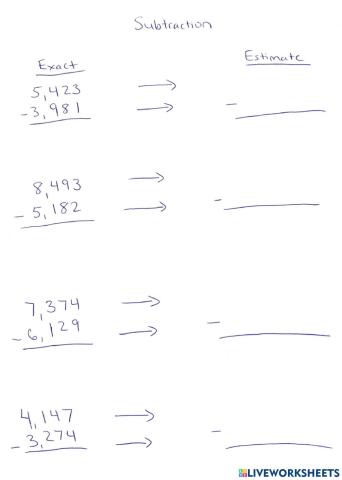 Subtraction and Estimation