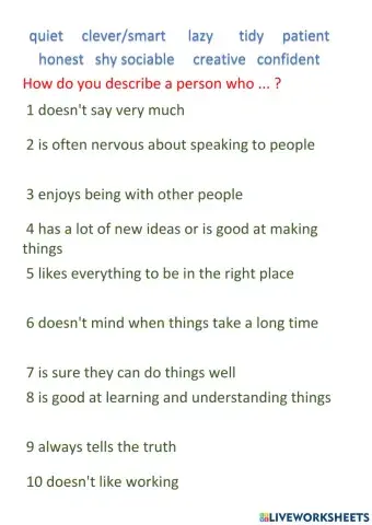 Adjectives for describing