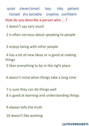 Adjectives for describing