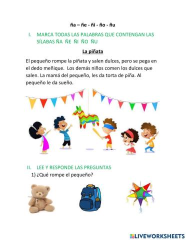 Comprensión lectora letra Ñ