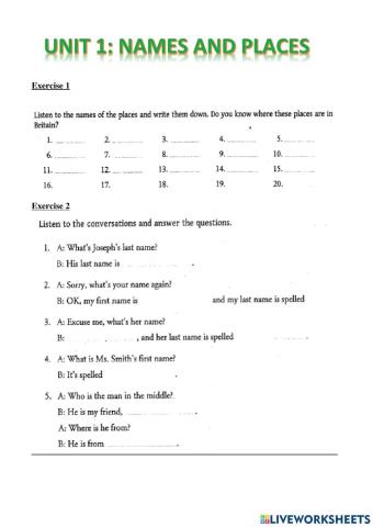 Listening to Names and places