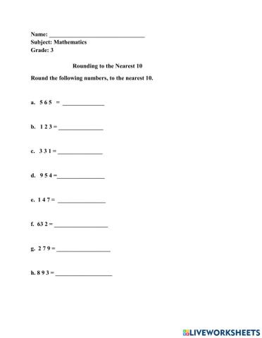 Rounding to the nearest 10