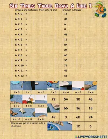 Six Times Table Draw a Line 1