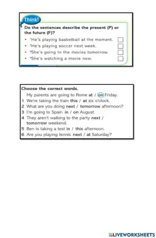 Time expressions for future
