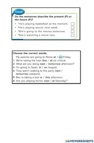 Time expressions for future