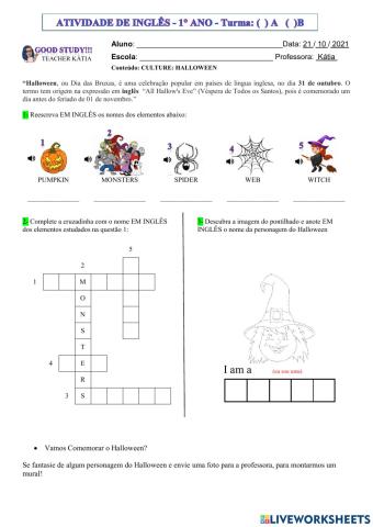 1° ANO- INGLÊS- HALLOWEEN-21-10-21