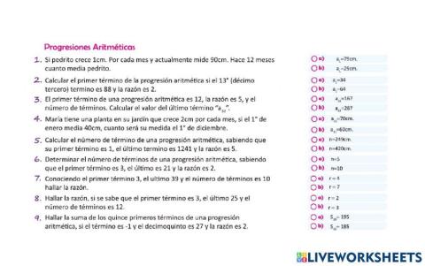 Progresiones aritméticas