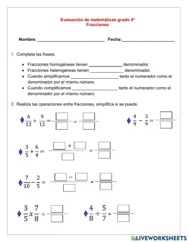 Evaluación fracciones